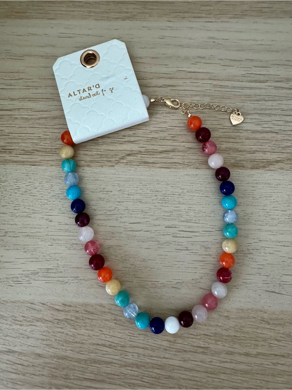 Altar'd State Jess Multicolor Beaded Necklace Gold Accents NWT Boho Colorful